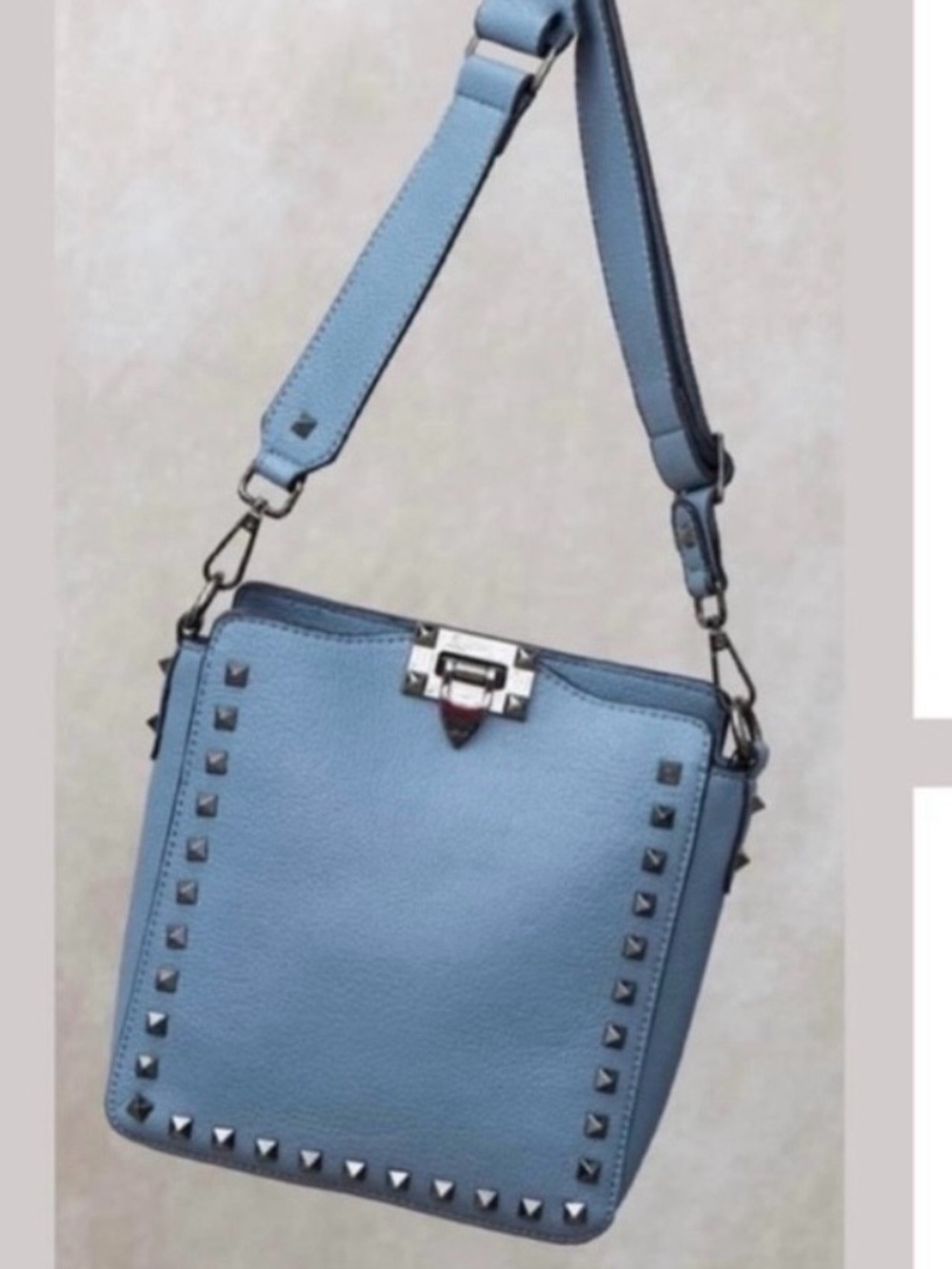 Women's Studded Crossbody Bag - Light Blue - Picture 2 of 3